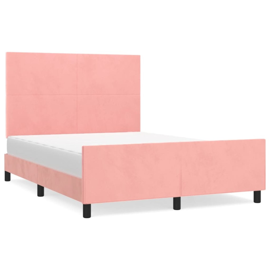 Estructura de cama sin colchón terciopelo rosa 140x190