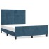 Estructura de cama sin colchón terciopelo azul oscuro
