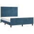 Estructura de cama sin colchón terciopelo azul oscuro