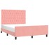Estructura de cama sin colchón terciopelo rosa 140x190
