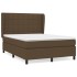 Cama box spring con colchón tela marrón oscuro 140x200