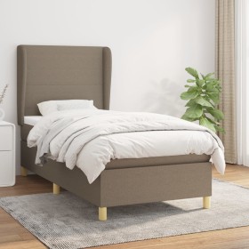 Cama box spring con colchón tela gris taupe 80x200
