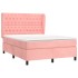Cama box spring con colchón terciopelo rosa 140x190