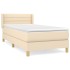 Cama box spring con colchón tela color crema 90x190