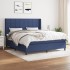 Cama box spring con colchón tela azul 160x200