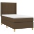 Cama box spring con colchón tela marrón oscuro 80x200