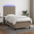 Cama box spring colchón y luces LED gris taupe 80x200