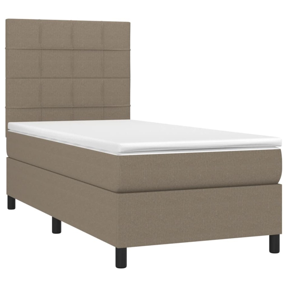Cama box spring colchón y luces LED gris taupe 80x200