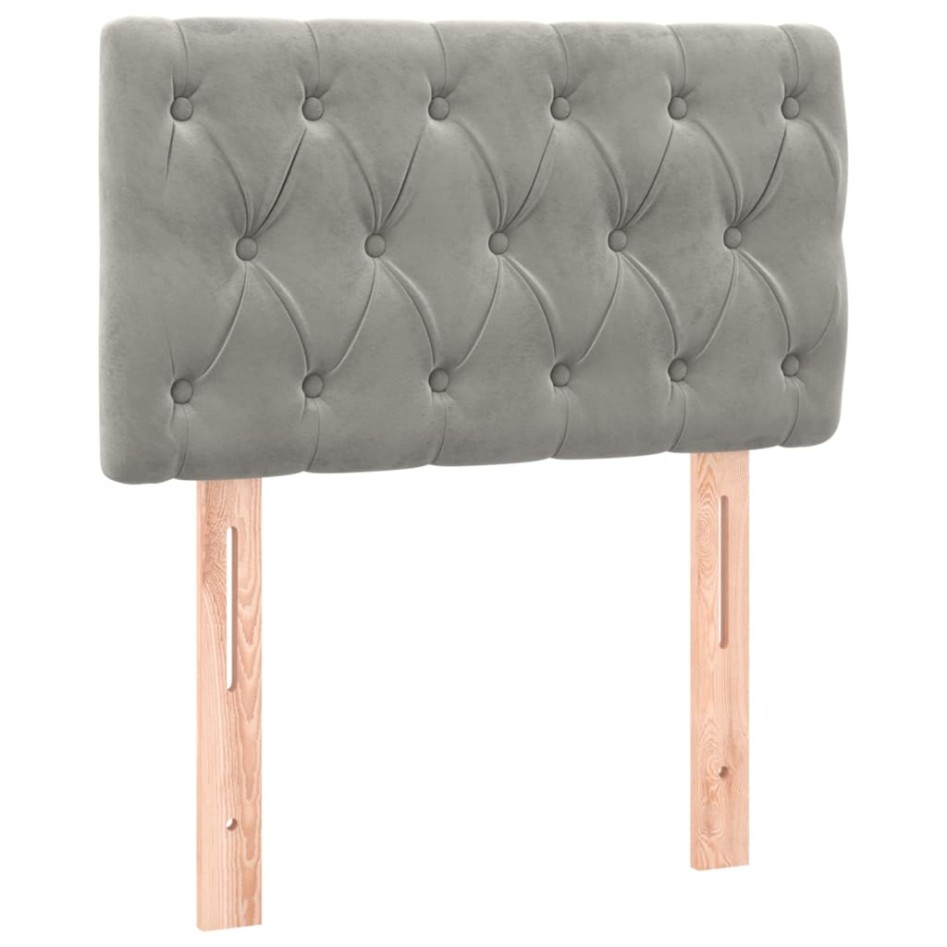 Cama box spring colchón y LED terciopelo gris claro 80x200