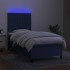 Cama box spring colchón y luces LED tela azul 80x200