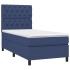 Cama box spring colchón y luces LED tela azul 80x200