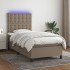 Cama box spring colchón y luces LED gris taupe 80x200