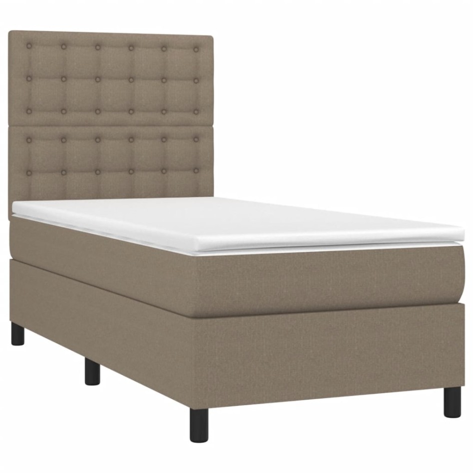 Cama box spring colchón y luces LED gris taupe 80x200