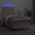 Cama box spring colchón LED cuero sintético capuchino