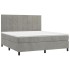 Cama box spring colchón y LED terciopelo gris claro 160x200