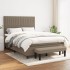 Cama box spring con colchón tela gris taupe 140x190
