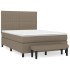 Cama box spring con colchón tela gris taupe 140x190