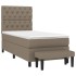 Cama box spring con colchón tela gris taupe 80x200