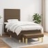 Cama box spring con colchón tela marrón oscuro 80x200