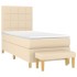 Cama box spring con colchón tela color crema 80x200