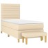 Cama box spring con colchón tela color crema 80x200