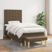 Cama box spring con colchón tela marrón oscuro 80x200 cm