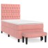 Cama box spring con colchón terciopelo rosa 80x200
