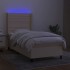 Cama box spring colchón y luces LED tela crema 80x200