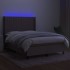 Cama box spring colchón y luces LED tela gris taupe 140x190