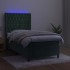 Cama box spring colchón y LED terciopelo verde oscuro 80x200