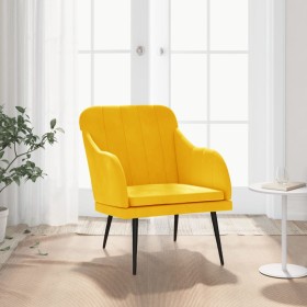 Sillón de terciopelo amarillo 63x76x80