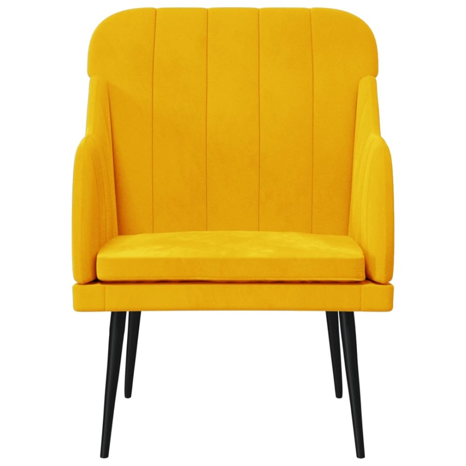 Sillón de terciopelo amarillo 63x76x80