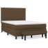 Cama box spring con colchón tela marrón oscuro 140x190