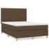 Cama box spring con colchón tela marrón oscuro 140x200
