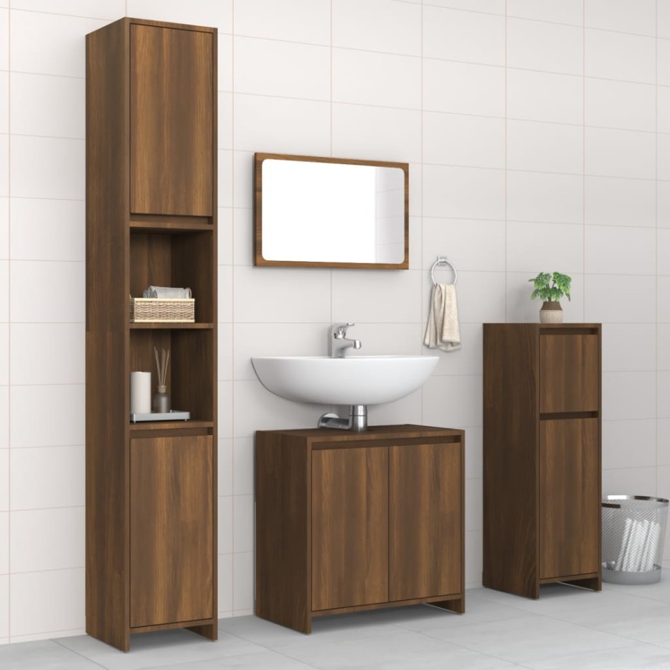 Set de muebles baño 4 pzas madera contrachapada roble