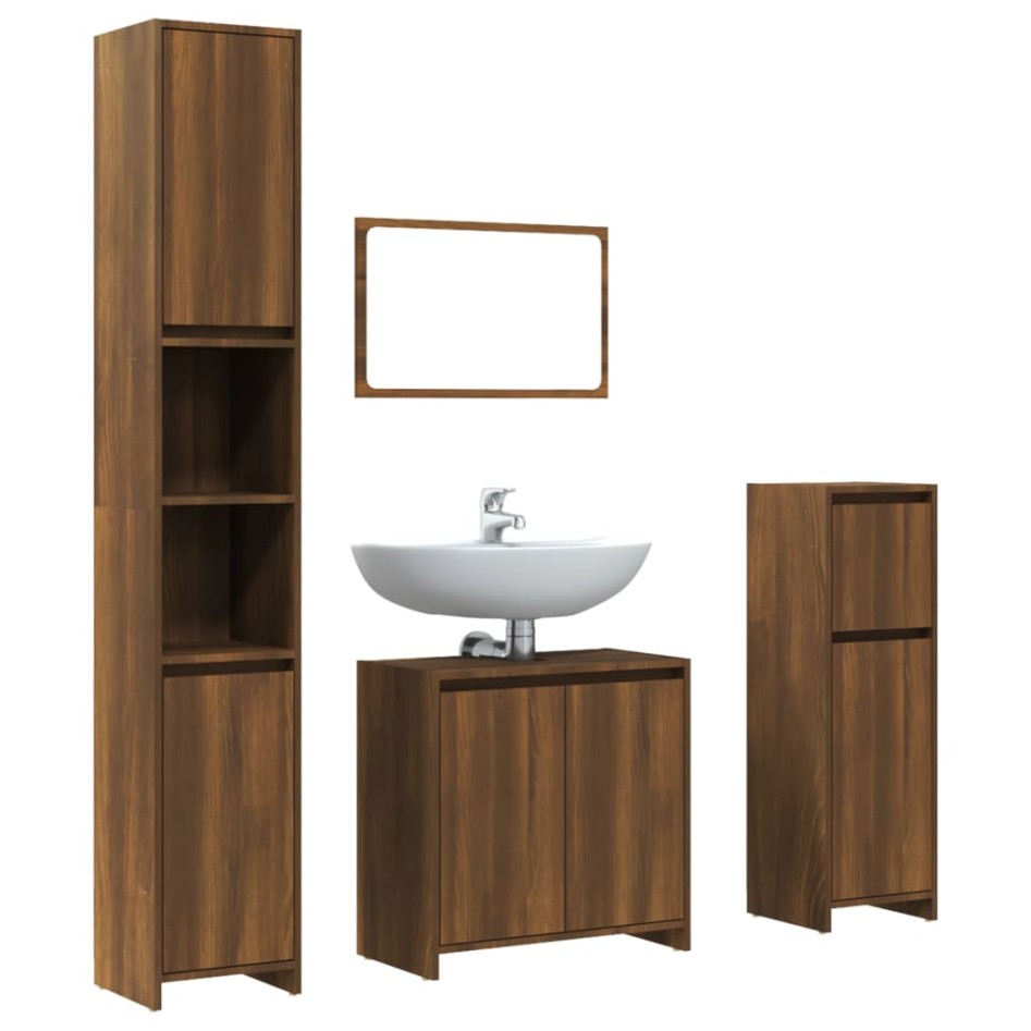 Set de muebles baño 4 pzas madera contrachapada roble