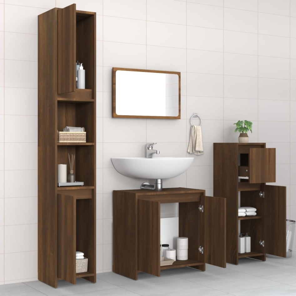 Set de muebles baño 4 pzas madera contrachapada roble