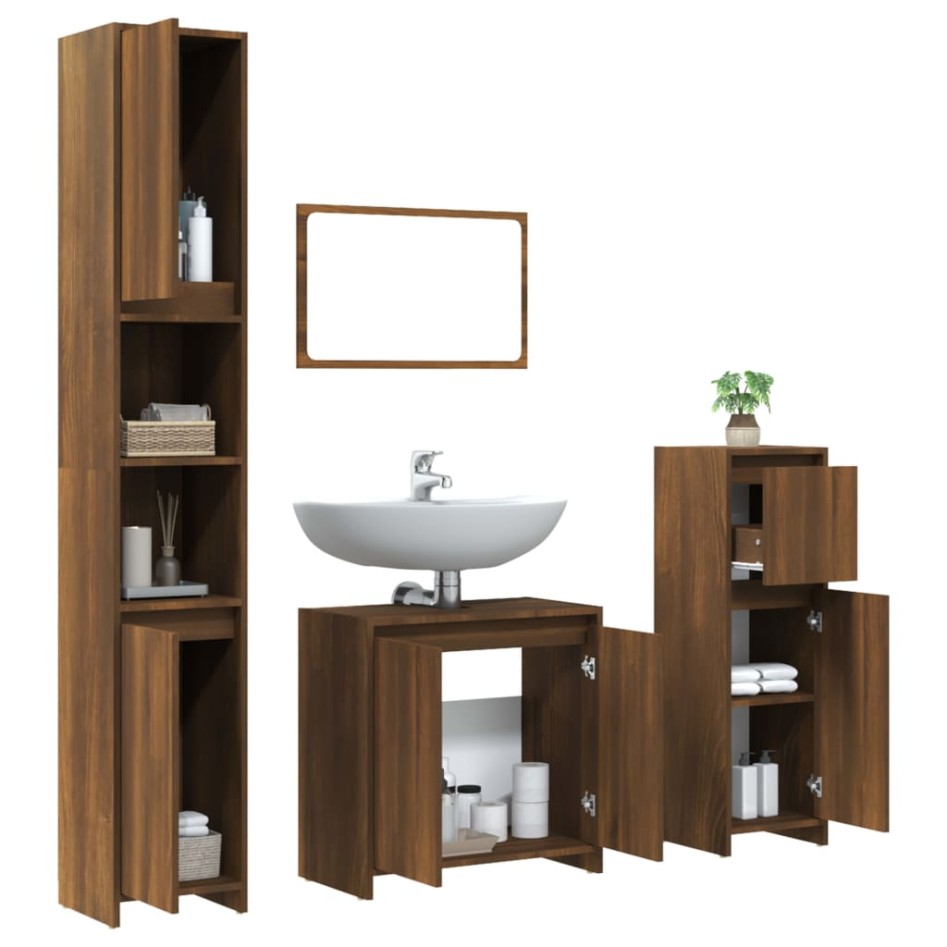 Set de muebles baño 4 pzas madera contrachapada roble