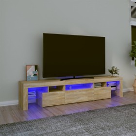 Mueble de TV con luces LED roble Sonoma 200x36,5x40