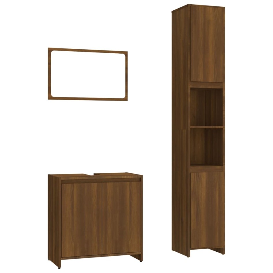 Set de muebles baño 3 pzas madera contrachapada roble