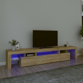 Mueble de TV con luces LED roble Sonoma 215x36,5x40