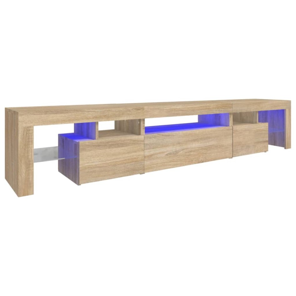 Mueble de TV con luces LED roble Sonoma 215x36,5x40
