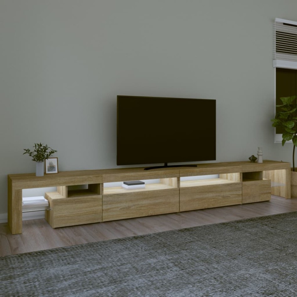 Mueble de TV con luces LED color roble Sonoma 290x36,5x40