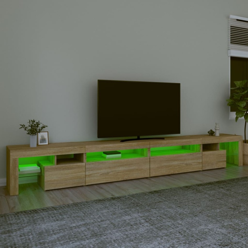 Mueble de TV con luces LED color roble Sonoma 290x36,5x40