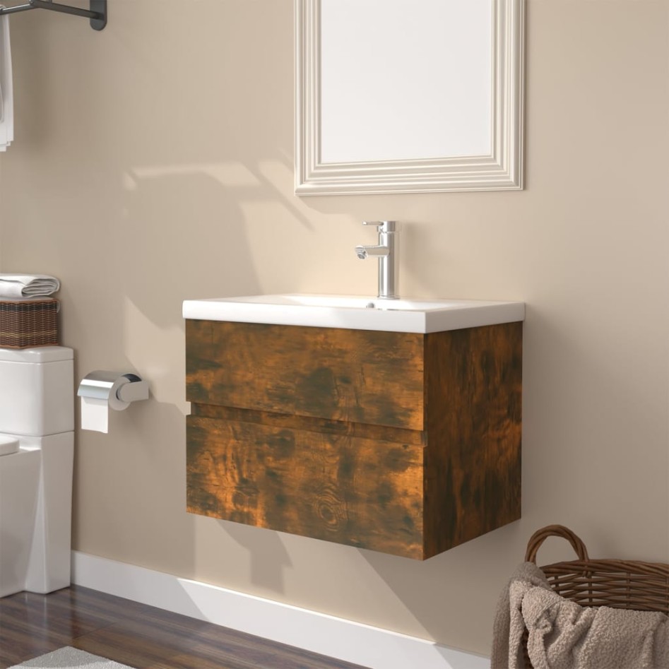 Mueble de baño con lavabo madera contrachapada roble