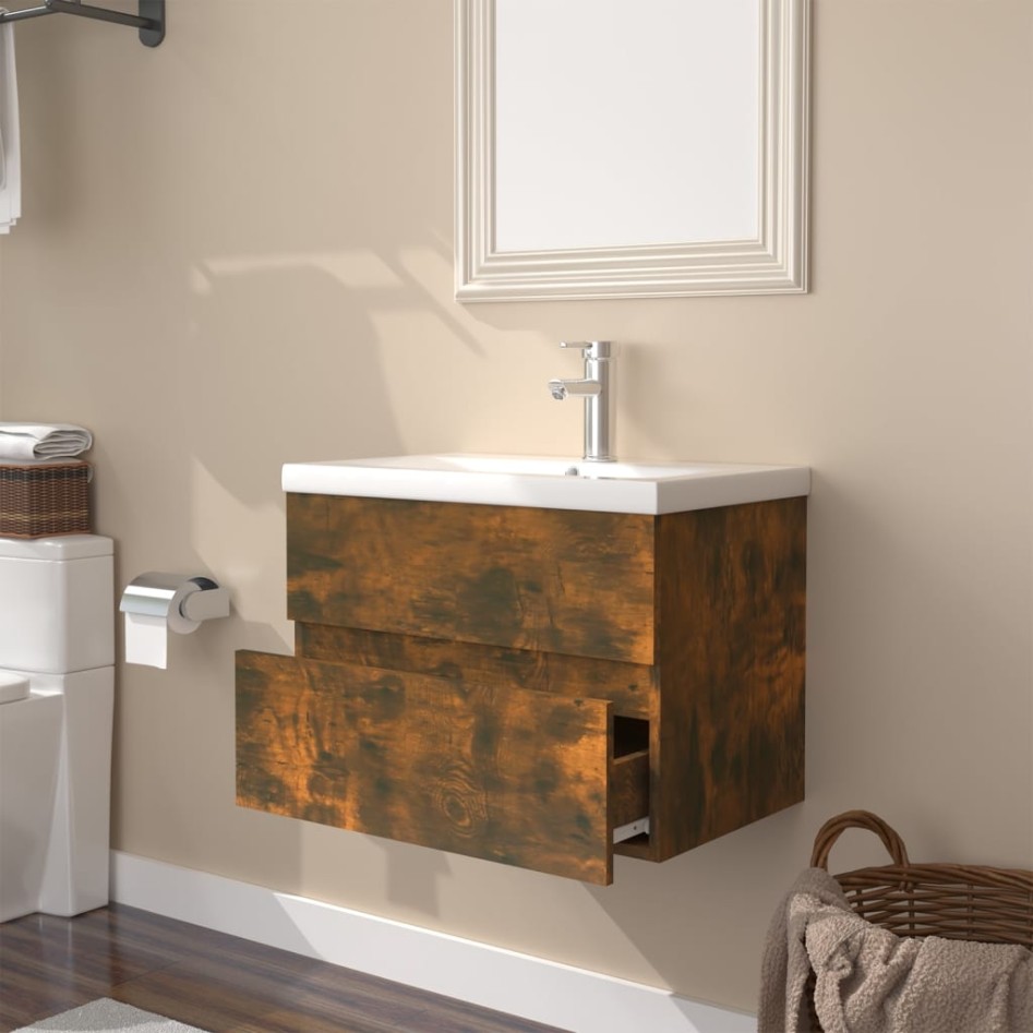 Mueble de baño con lavabo madera contrachapada roble