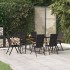 Juego comedor de jardín 7 piezas ratán sintético negro y