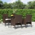 Juego de comedor de jardín 5 piezas con cojines marrón y