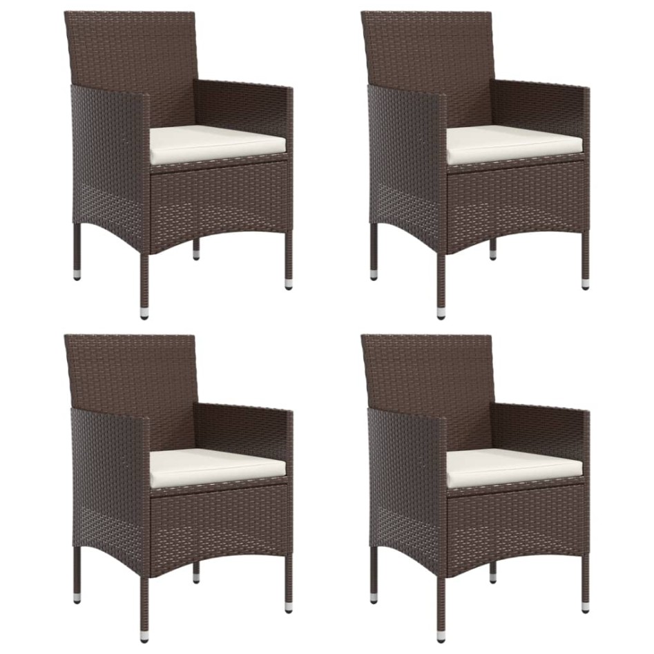 Juego de comedor de jardín 5 piezas con cojines marrón y