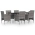 Juego de comedor de jardín 7 piezas con cojines gris y